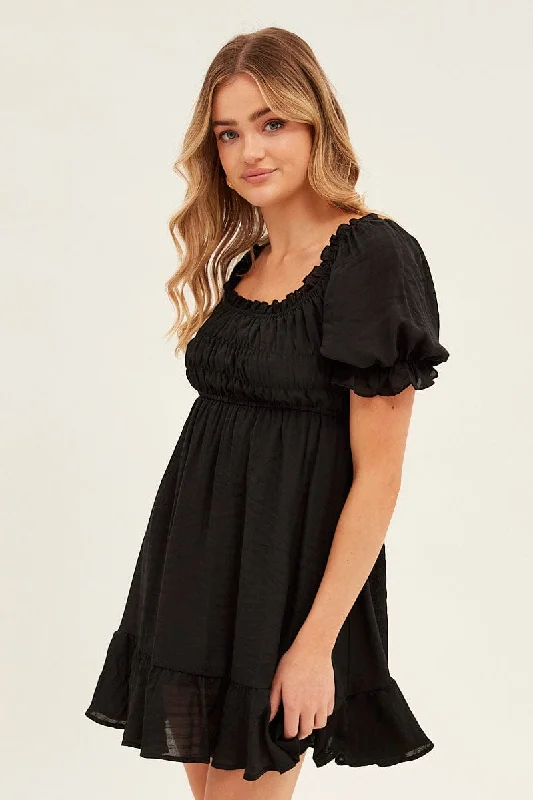 Black Tie Shoulder Skater Dress