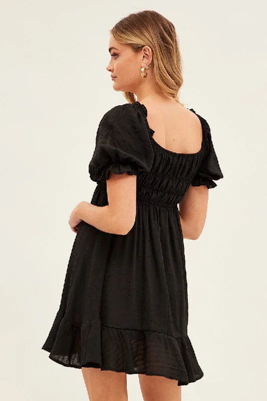 Black Tie Shoulder Skater Dress