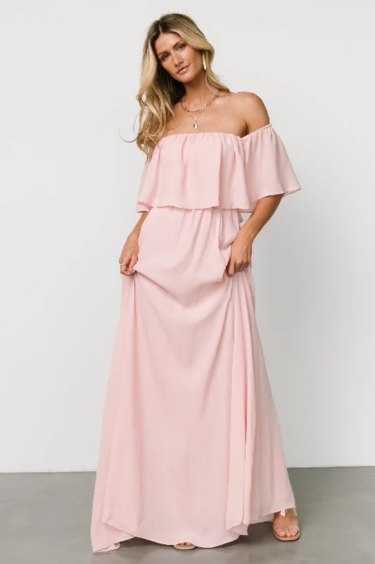 Diana Off Shoulder Maxi Dress | Blush