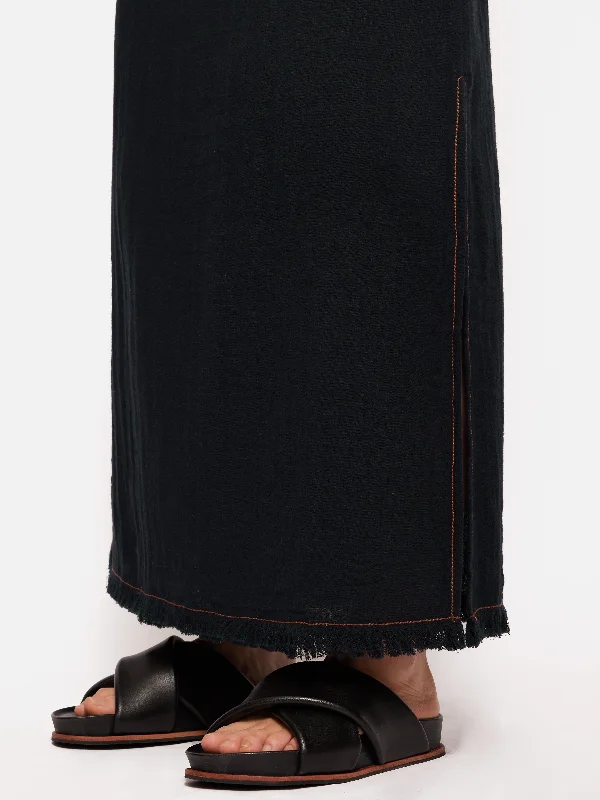 Halter Neck Cheesecloth Dress | Navy