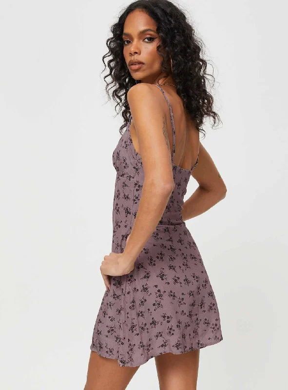 Jaye Mini Dress Mauve / Black Floral