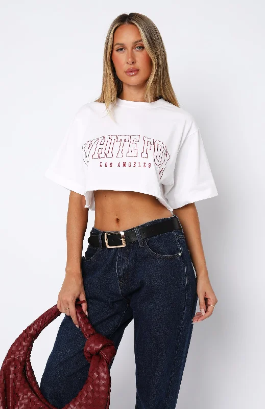 Let's Get Started Oversized Cropped Tee White