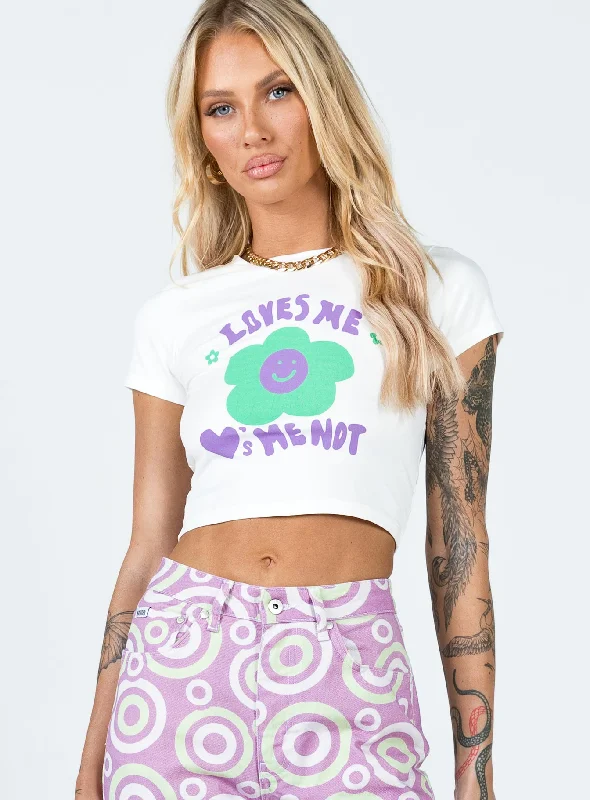 Love Me Not Cropped Tee White