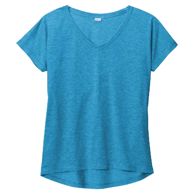 Sport-Tek Women's Pond Blue Heather PosiCharge Tri-Blend Wicking Dolman Tee