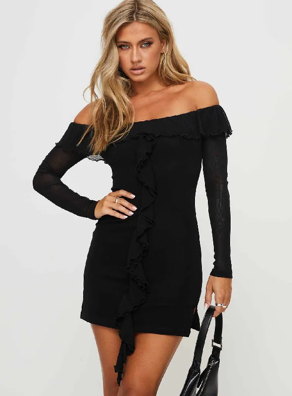 Navaro Off The Shoulder Mini Dress Black