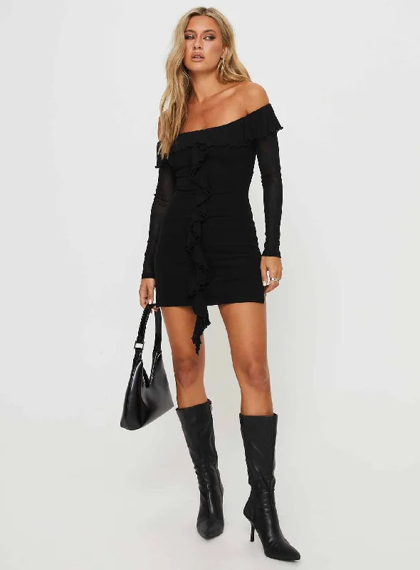 Navaro Off The Shoulder Mini Dress Black