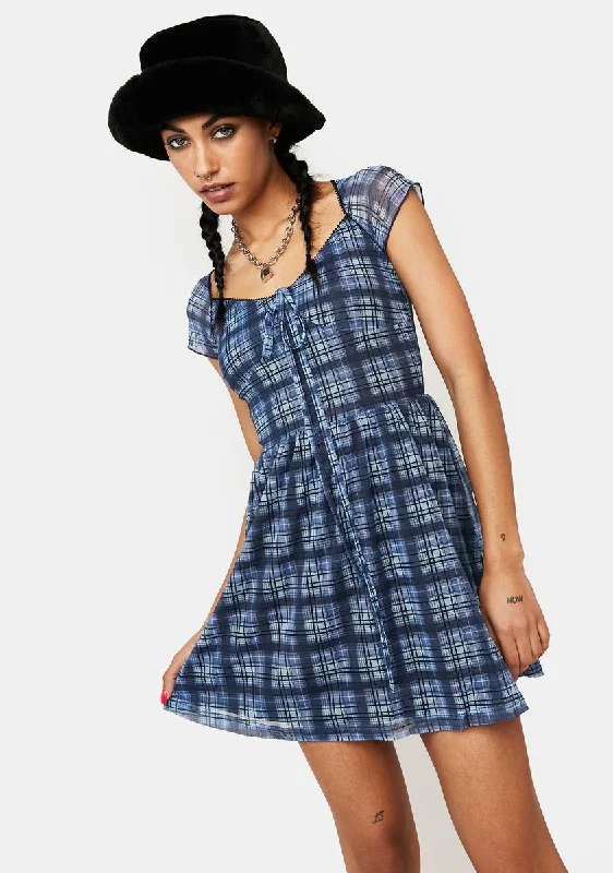 Navy Dream Maker Plaid Dress