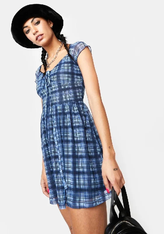 Navy Dream Maker Plaid Dress