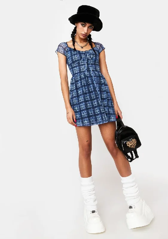 Navy Dream Maker Plaid Dress