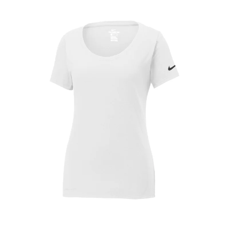 Nike Women's White Dri-FIT Cotton/Poly Scoop Neck Tee