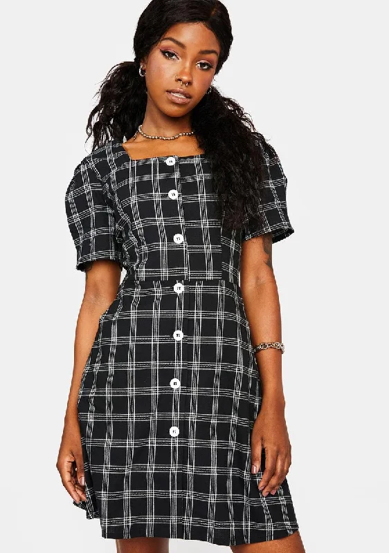 Noir Got You Addicted Plaid Mini Dress