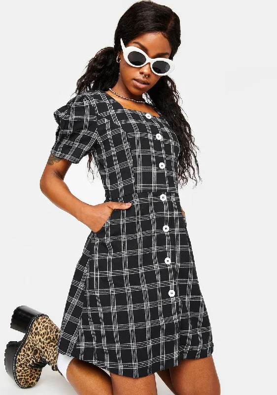 Noir Got You Addicted Plaid Mini Dress