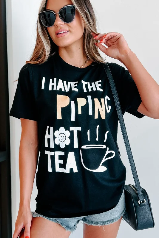 ""Piping Hot Tea"" Graphic T-Shirt (Black) - Print On Demand