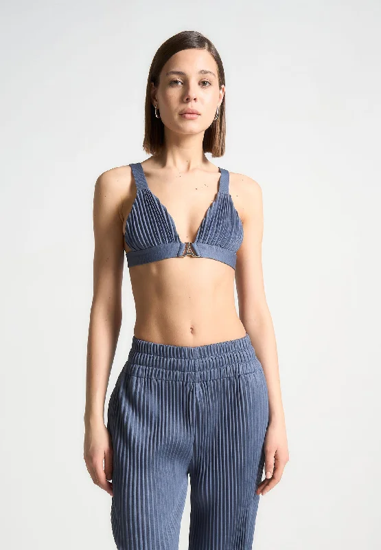 Pleated Eiffel Bralette - Steel Blue