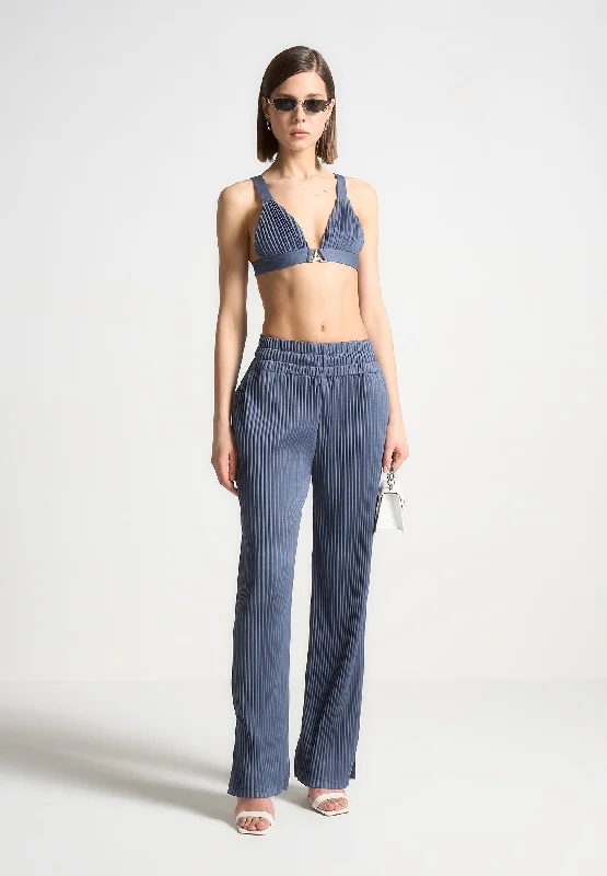 Pleated Eiffel Bralette - Steel Blue