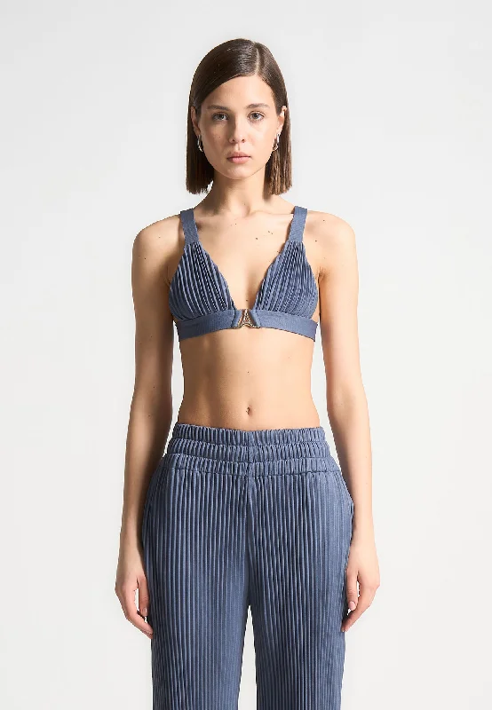 Pleated Eiffel Bralette - Steel Blue