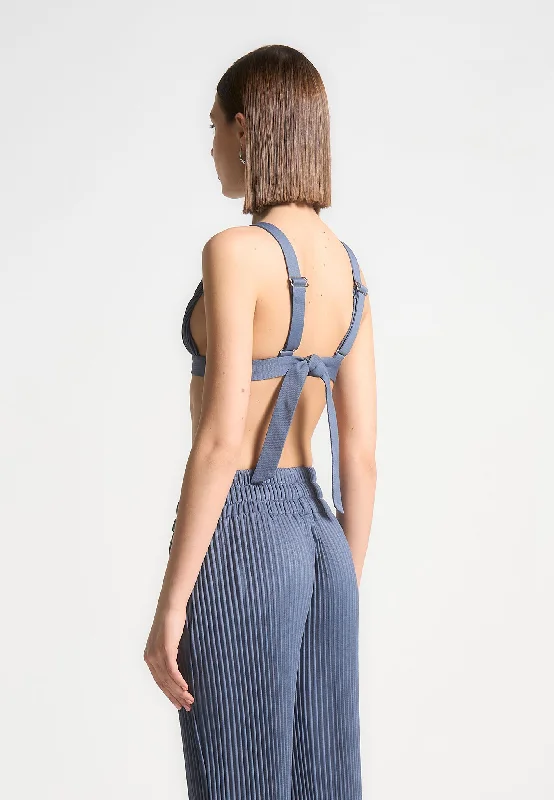 Pleated Eiffel Bralette - Steel Blue