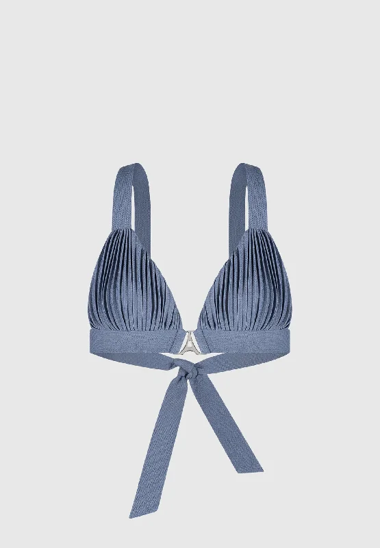 Pleated Eiffel Bralette - Steel Blue