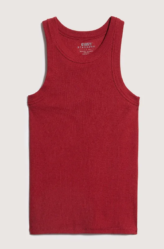 Rib Fitted Racer Tank (Cherry)