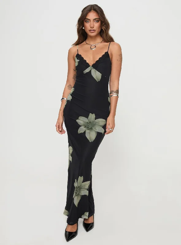 Stardrop Maxi Dress Black Floral