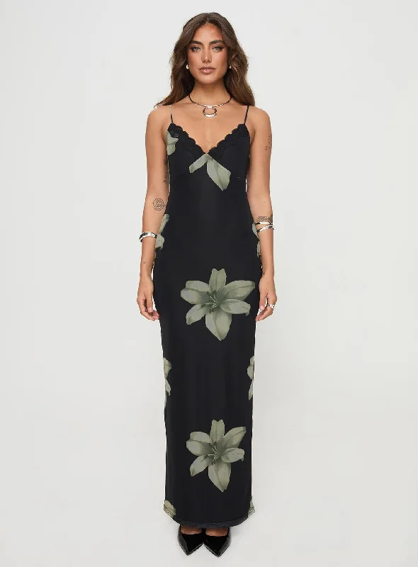 Stardrop Maxi Dress Black Floral