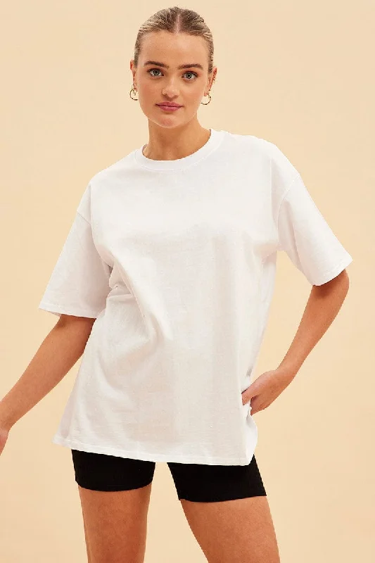 White Jamie Cotton Jersey Crew Neck Oversized T-Shirt