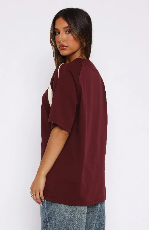 You're Out Of Luck Oversized Tee Maroon