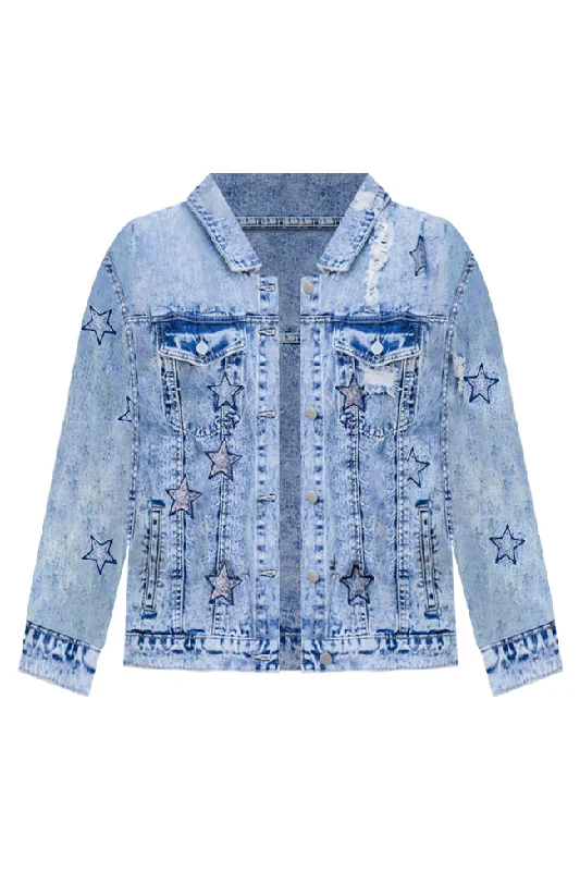 A Special Feeling Medium Wash Star Patch Denim Jacket