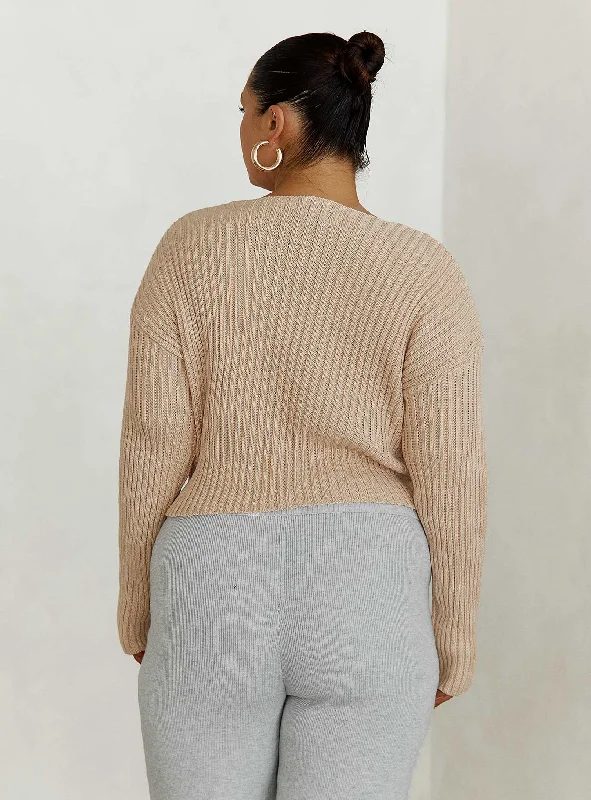 Alivia Cropped Sweater Beige Curve