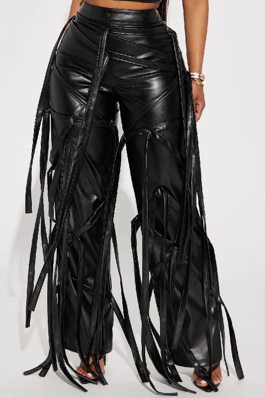 All Strapped Up Faux Leather Pant - Black