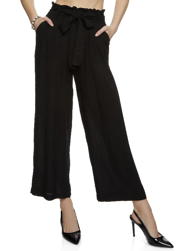 Paper Bag Waist Wide Leg Pants