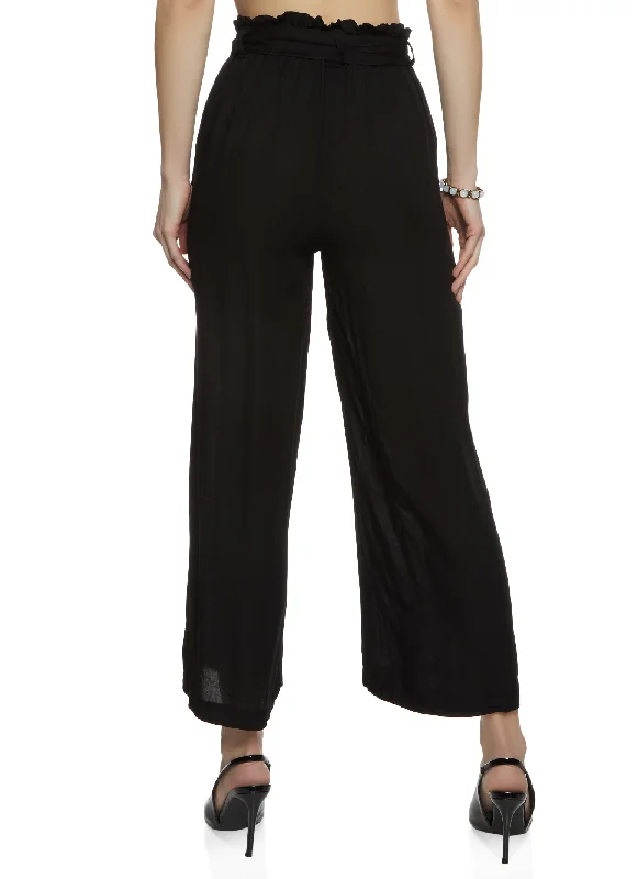 Paper Bag Waist Wide Leg Pants