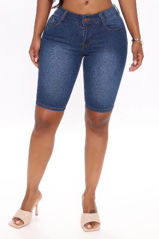 Cataliya Booty Lifting Denim Bermudas - Dark Wash