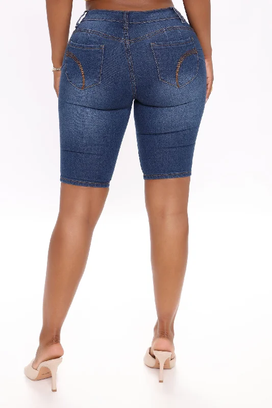 Cataliya Booty Lifting Denim Bermudas - Dark Wash