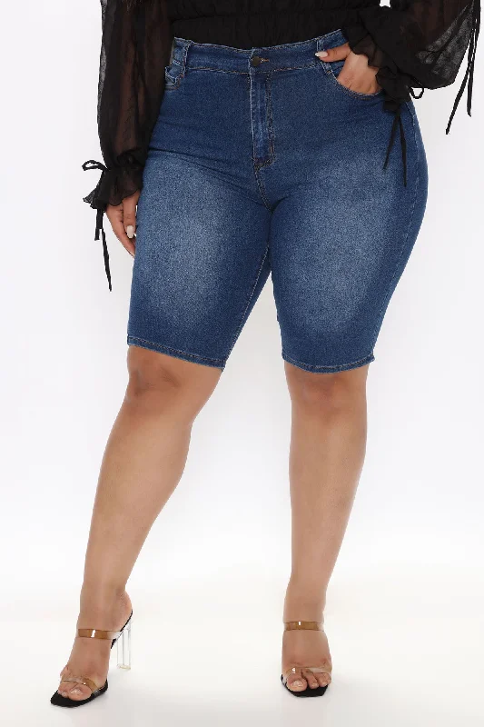 Cataliya Booty Lifting Denim Bermudas - Dark Wash