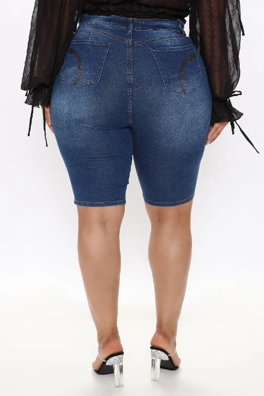 Cataliya Booty Lifting Denim Bermudas - Dark Wash