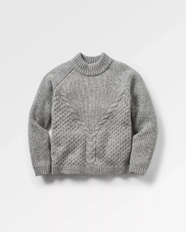 Cozy Cable Recycled Knitted Sweater - Grey Marl