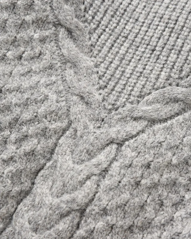 Cozy Cable Recycled Knitted Sweater - Grey Marl