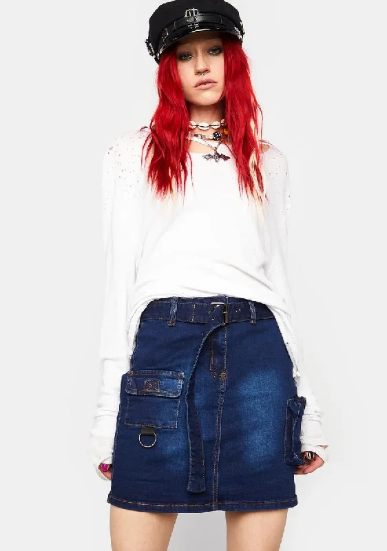 Dark Turn Of Events Denim Skirt