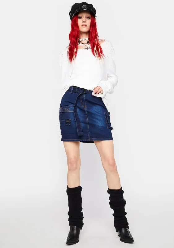 Dark Turn Of Events Denim Skirt