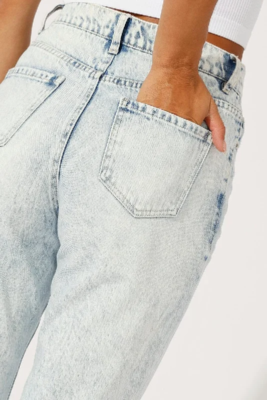 Denim Mom Jeans High Rise Ripped