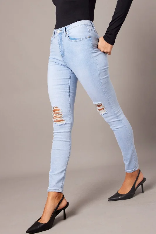 Denim Skinny Jean High Rise Ripped