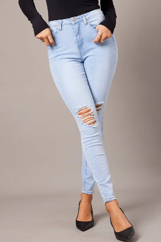 Denim Skinny Jean High Rise Ripped