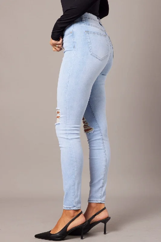 Denim Skinny Jean High Rise Ripped