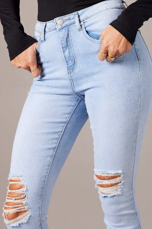 Denim Skinny Jean High Rise Ripped