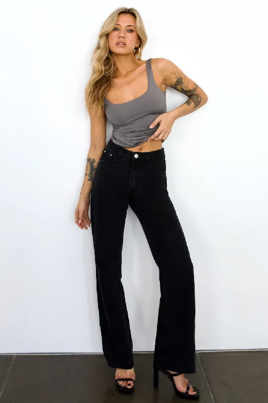 DNM High Rise Wide Leg Denim Jeans Black