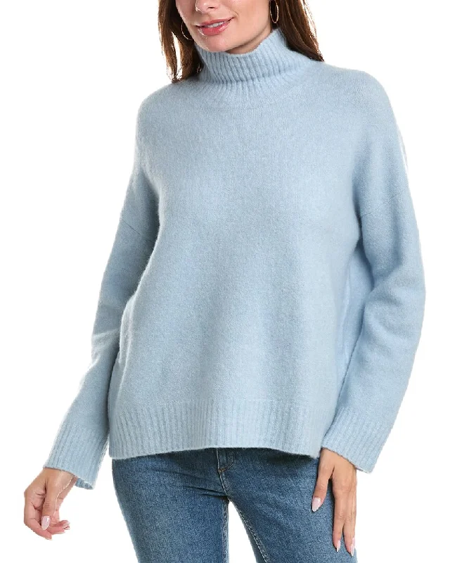 EILEEN FISHER Turtleneck Box Cashmere & Silk-Blend Top