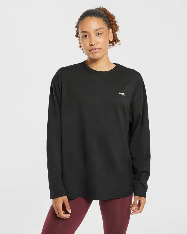 Essential Oversized Long Sleeve T Shirt - Black