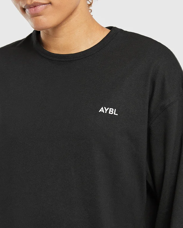 Essential Oversized Long Sleeve T Shirt - Black