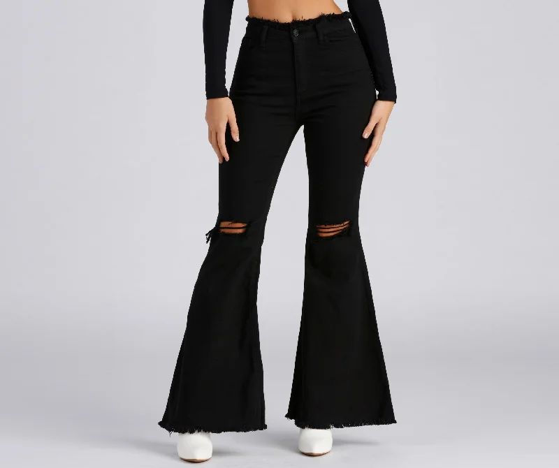 Fashion Distress High-Rise Flared Jeans